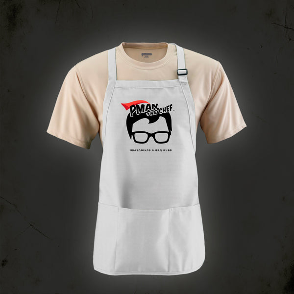 Pman the Chef white apron that is one size fits all